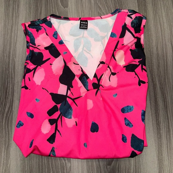Shein Pink Sleeveless Floral Women's Top Size Medium - Picture 6 of 7